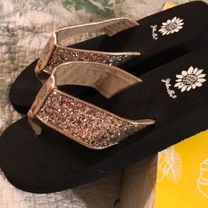 yellow box carolina flip flops